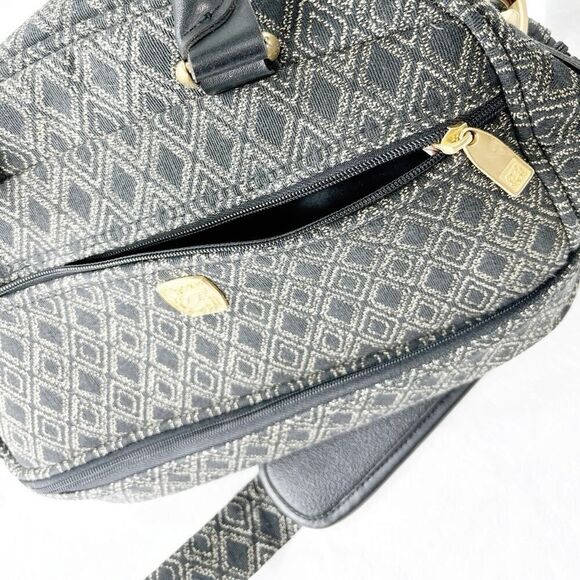 Vintage Pegasus Canvas Dome Top Diamond Pattern Train Case Cabin Bag - Picture 10 of 10